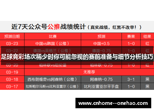 足球竞彩场次稀少时你可能忽视的赛前准备与细节分析技巧 足球竞彩场次稀少时你可能忽视的赛前准备与细节分析技巧